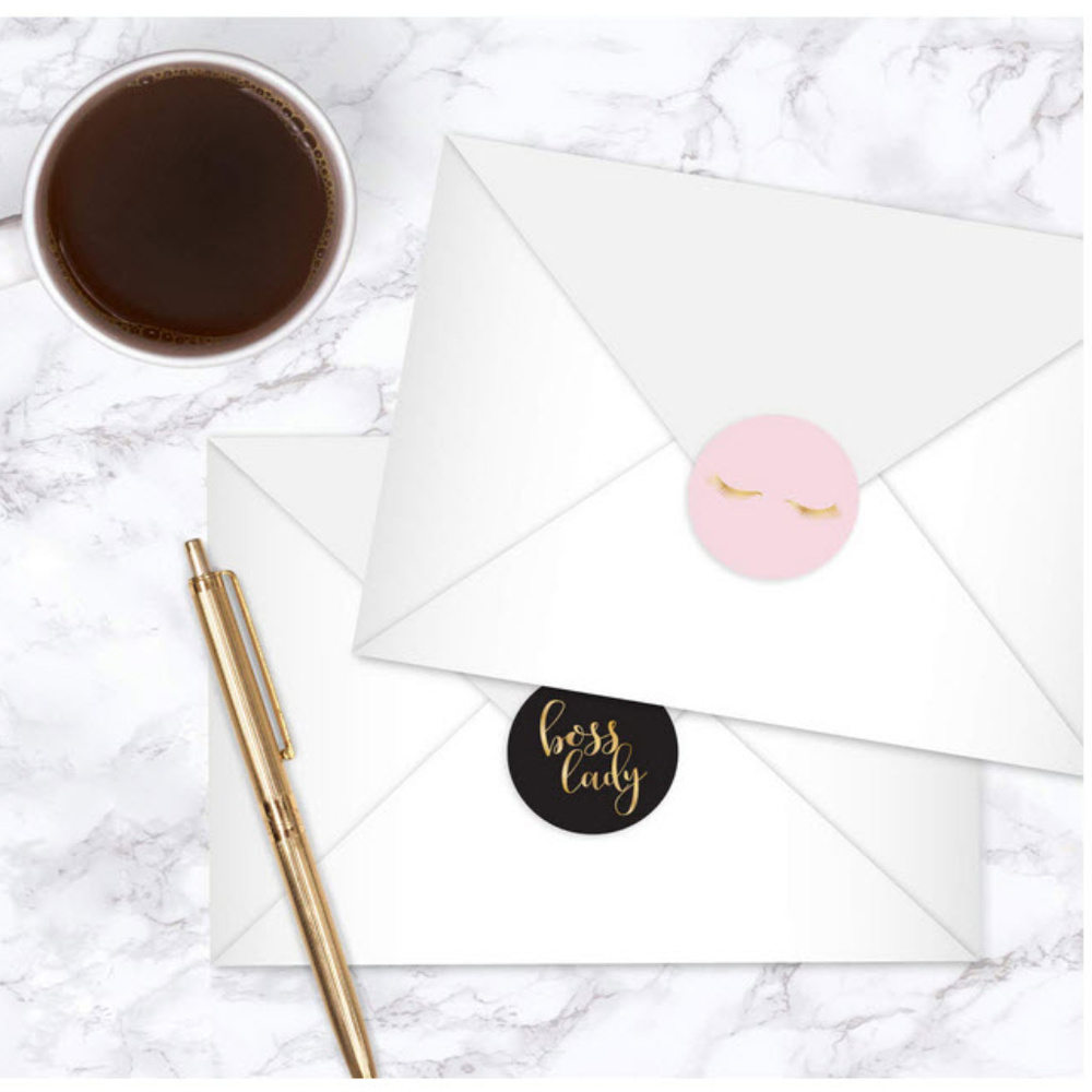 500 gold foil boss lady wafer stickers seals
